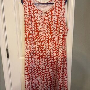 Red and White Sleeveless Dress